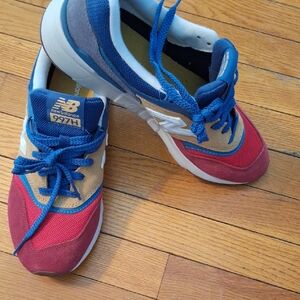 New Balance Red, Blue, and Tan Athletic Shoes